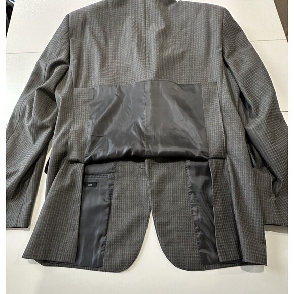 John Varvatos Blazer Sport Coat Men 40L Gray Wool Plaid Jacket Two Button USA - Picture 11 of 16